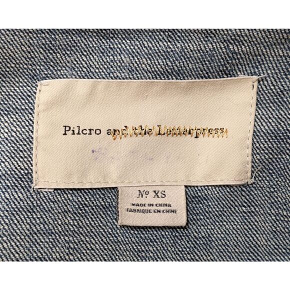 Anthropologie Pilcro and The Letterpress Avie Denim Leather Tab Jacket Size XS - Picture 8 of 9
